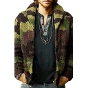 Stylish Cardigan Camouflage Print Knitted Single Breasted Long Sleeved Shawl Collar Relaxed Cardigan for Men