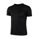 Simple Tee Top Pure Color Round Neck Short-sleeved Regular Fit Tee Top for Men