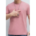 Simple Guys T-Shirt Solid Color Round Neck Short-sleeved Loose T-Shirt