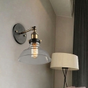 Vintage Retro Style Wall Mounted Light Glass Shade Sconce Light for Bar Living Room in Black
