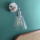 Industrial Style Wall Mount Light Simple Cone Glass Shade 6.5 Inchs Wide Sconce Light for Beside