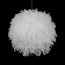 Nordic Modern Pendant White Feather Shade 1 Light Ceiling Mount Single Pendant for Dining Room