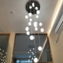 Globe Shaped Clear Crystal Suspension Lamp Simplicity LED 59 Inchs Height Multi Pendant Light Fixture