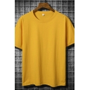 Stylish Mens T-Shirt Contrasted Round Neck Short-Sleeved Regular Fit Tee Top