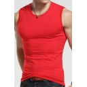 Classic Tank Top Whole Colored Crew Neck Scoop Neck Slim Fitted Tank Top for Men