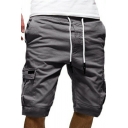 Urban Mens Shorts Side Pockets Design Elasticated Drawstring Waist Straight Mid Rise Cargo Shorts