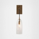 American Simple Wall Light Fixture Down Lighting 4 Inchs Wide Sconce Light with Glass Shade in Antique Brass