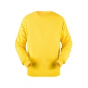 Basic Men's Pure Color Sweatshirt Long Sleeves Crew Neck Regular Fit Relaxed Pullover Sweatshirt