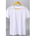 Street Look Mens T-Shirt Pure Color Crew Neck Short-Sleeved Regular Fit ted T-Shirt