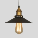 Iron Black Finish Hanging Lamp Wide Flared Loft Ceiling Pendant Light with 39 Inchs Height Adjustable Cord