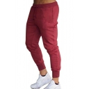 Guys Creative Pants Solid Drawcord Waist Pocket Decorated Full Length Fitted Sweat Pants