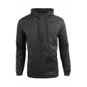 Sportive Jacket Color Panel Drawcord Pocket Zipper Hooded Long-sleeved Regular Jacket for Men