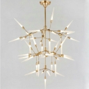 Modern Gold Hanging Lights Multi Light Branching LED Chandelier in Acrylic Shade Living Room Staircase Hotel Slim Wands Chandeliers