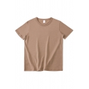 Leisure Men's T-Shirt Pure Color Short-Sleeved Crew Neck Regular Fit T-Shirt