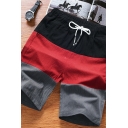 Mens Shorts Contrast Color Mid Rise Drawstring Elastic Waist Side Pocket Detail Relaxed Fit Shorts