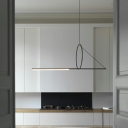 Linear and Ring Metal Simplicity LED Island Light Modern Dining Room Black Island Pendant
