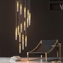 Linear Shade Hallway Pendant Light Hammered Crystal Warm Light Moden Hanging Lamp