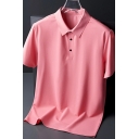 Modern Polo Shirt Plain Short Sleeves Regular Fit Tee for Men