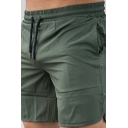 Creative Shorts Plain Drawstring Waist Mid-Rised Split Hem Regular Shorts for Men