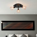 3 Bi-Bulb Industrial Ceiling Light Cage Metal Shade Metal Ceiling Mount Semi Flush Ceiling Light for Living Room