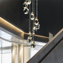 Crystal 10 Lights Pendant Lamp in Post Modern Style Suspension Light Gold in Natural Light for Bedroom