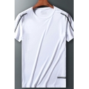 Breathable Mens T-Shirt Color block Short-Sleeved Round Neck Regular Fitted T-Shirt