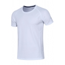 Simple Pure Color Mens Tee Top Short-Sleeved Crew Neck Relaxed Fit T-Shirt