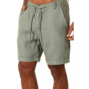 Cozy Shorts Solid Drawstring Waist Side Pocket Regular Fit Shorts for Men