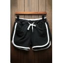 Boyish Mens Shorts Contrast Trim Pocket Drawstring Waist Relaxed Active Shorts