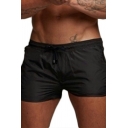 Edgy Men's Shorts Solid Zip-up Pocket Designed Elastic Drawcord Waist Slim Fit Shorts
