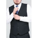 Formal Men's Suit Vest Solid Pocket Embellished Single-Breasted Slim Fit Suit Vest