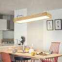 Simplicity Acrylic Shade Island Light Modern Restaurant Wood Rectangle LED 4 Inchs Height Island Pendant