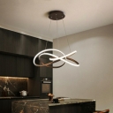 Twisting Metal Pendant Lamp 24.5 Inchs Wide Simplicity LED Ceiling Chandelier Light for Living Room