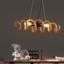 Industrial Style Black Island Pendant Spiral Design Rope LED 2-Light Island Light for Dining Room