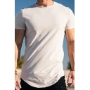 Urban Men's Solid Color T-Shirt Short Sleeve Round Neck Regular Fitted T-Shirt