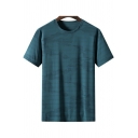 Men Classic T-Shirt Camo Patterned Crew Neck Short Sleeve Loose Fit T-Shirt
