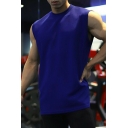 Leisure Mens Vest Pure Color Sleeveless Crew Neck Regular Fitted Tank