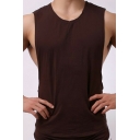 Basic Guy's Vest Top Pure Color Round Collar Sleeveless Relaxed Fitted Tank Top