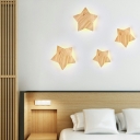 Wooden LED Sconce Lighting Star Shape Ambient Lighting for Bedroom in Warm Light