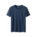 Guys Leisure T-Shirt Stripe Detail Round Neck Short-sleeved Loose T-Shirt