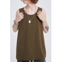 Leisure Mens Pure Color Tank Crew Neck Regular Fitted Tank Top