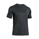 Edgy Men Tee Shirt Pure Color Short-sleeved Round Neck Relaxed Fit T-Shirt