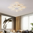 Contemporary Metal Flush Lighting in White Acrylic Flush Mount Ceiling Lamp for Living Room