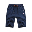 Metrosexual Mens Shorts Plain Drawstring Waist Zip Detail Regular Shorts