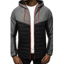 Urban Mens Jacket Color Insert Drawstring Hooded Zip-up Pocket Fitted Jacket