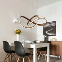 Twisting Metal Pendant Lamp 39 Inchs Height Simplicity LED Ceiling Chandelier Light with Arcylic Shade