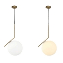Gold Suspension Pendant Modernist 1 Head Metal Hanging Light with White Frosted Glass Shade