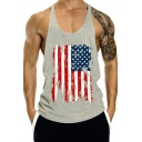 Fashionable Guys Tank Figure Pattern Scoop Neck Narrow Shoulder Strap Sleeveless Fitted Tank