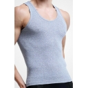 Classic Vest Top Pure Color Round Neck Sleeveless Slimming Tank Top for Men