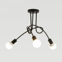 Industrial Style Crossed Lines Semi Flush Light Metallic 3/5/8 Bulbs Decorative Lighting Fixture in Black/White